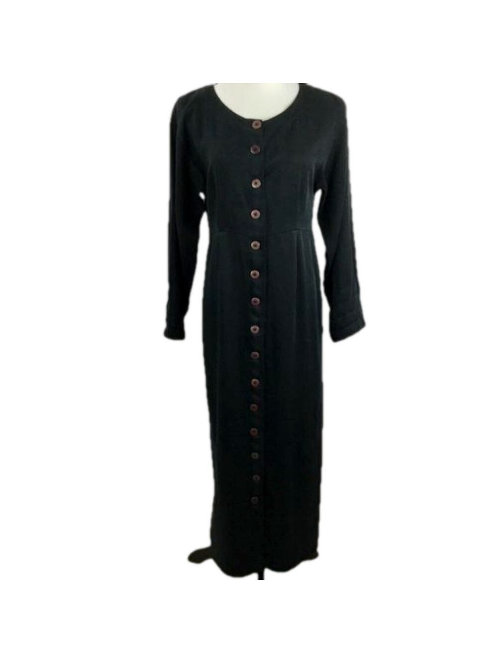 Vintage KIKO COMFORT CLOTHING Empire Waist Maxi Shirt Dress 100% Tencel Size S
